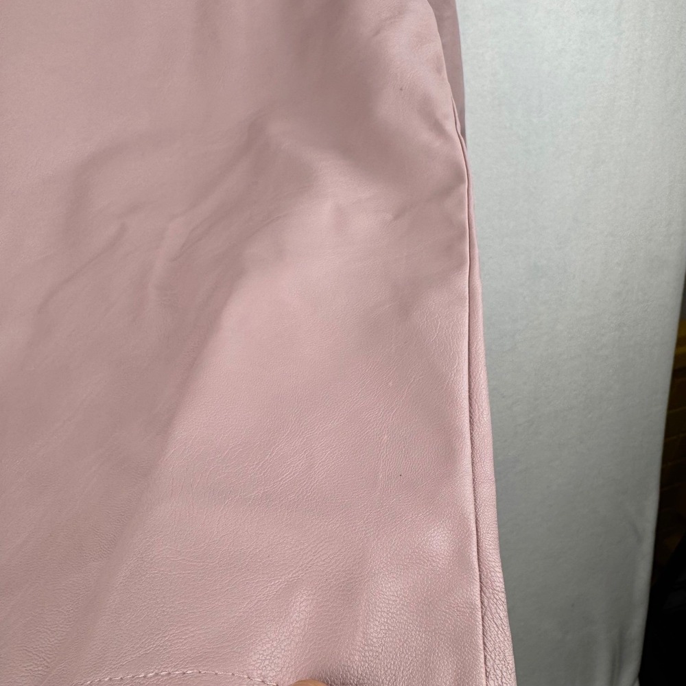 Cobblestone Living Faux Leather Top Puff Sleeve Mauve Pink S/M Made In Italy - Picture 8 of 8